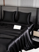[Noir] SilkSilky-FR Parure de Lit Soie 003