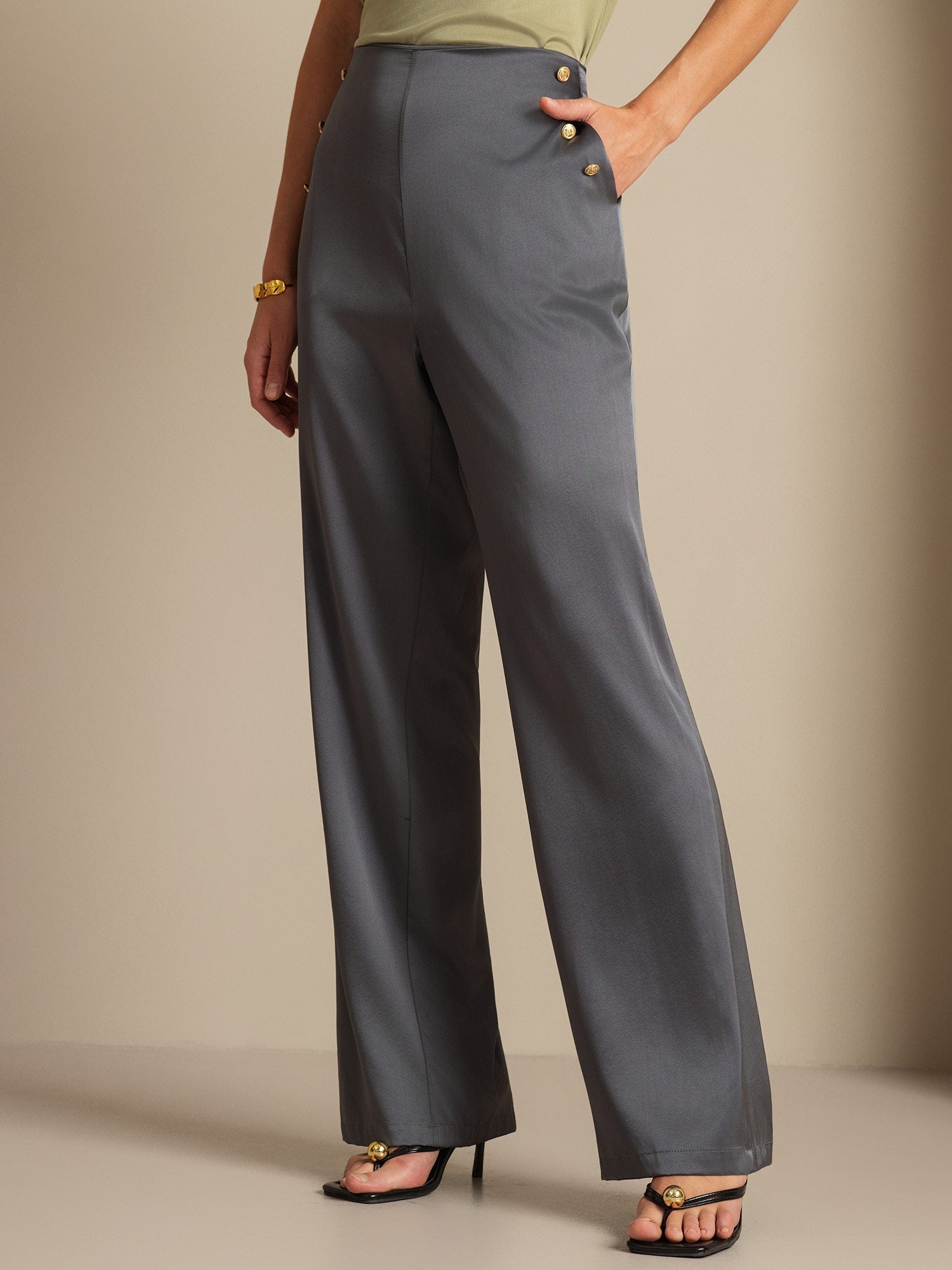 [Gris Foncé] SilkSilky-FR 19Momme Soie Womens Pants 001,