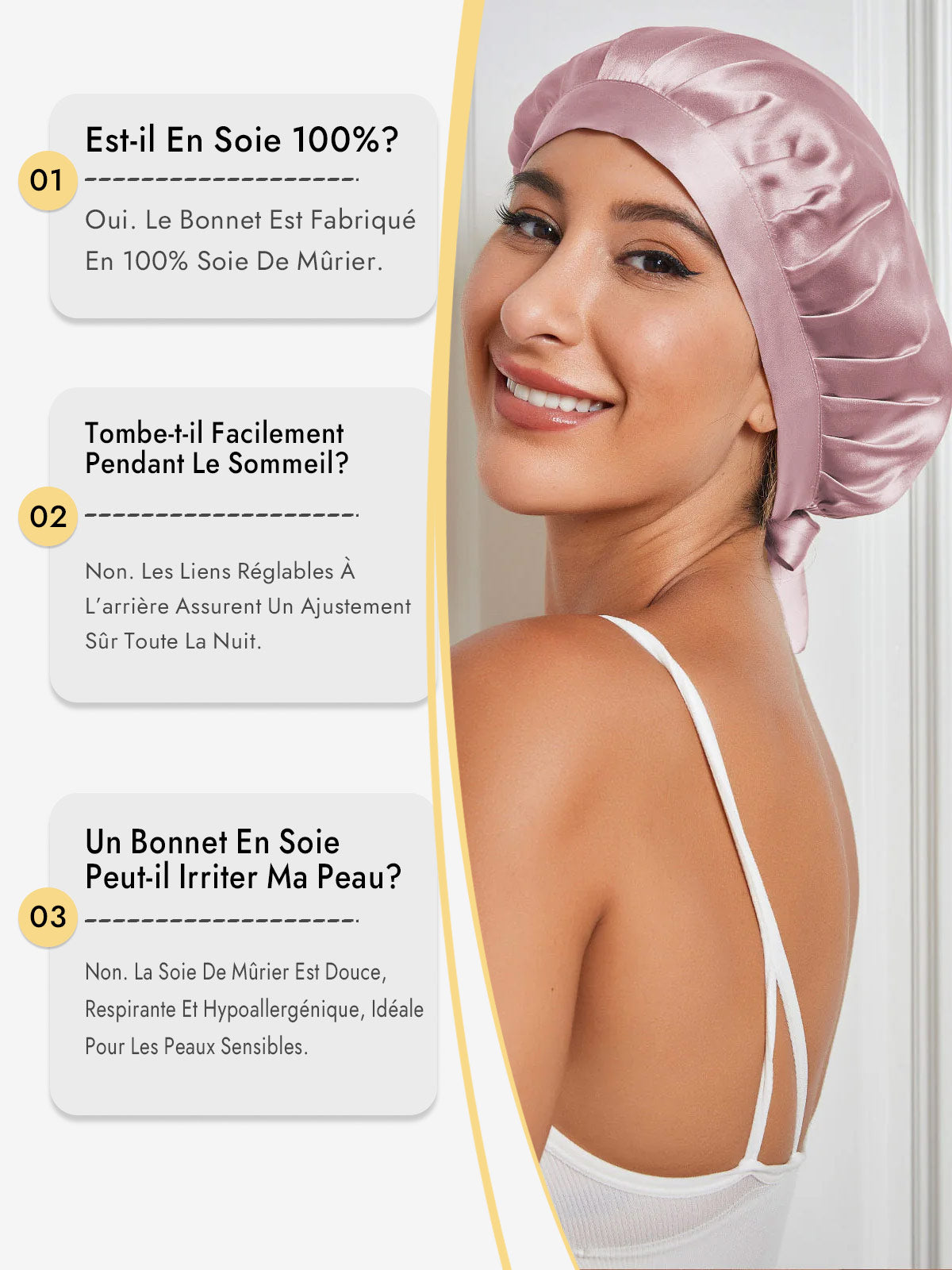 [Mauve Pâle] SilkSilky-FR Bonnets de Nuit 005