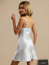[Bleu Clair] SilkSilky-FR Sleeveless V Neck Chemises de nuit 002