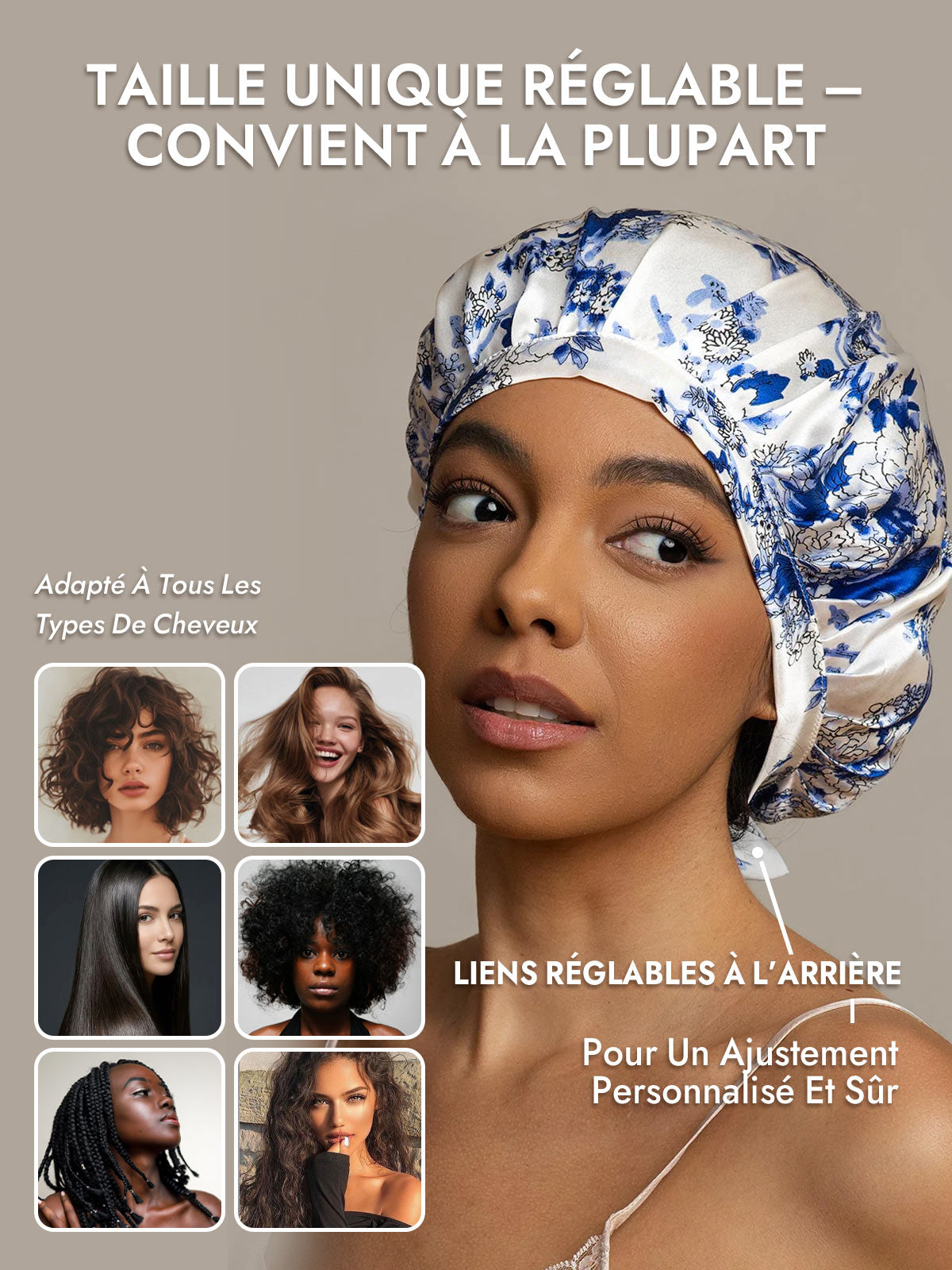 [Porcelaine Bleu Et Blanc] SilkSilky-FR Bonnets de Nuit 006