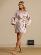 [Rose Cœur Geo] SilkSilky-FR Manches longues Femme Peignoir 006