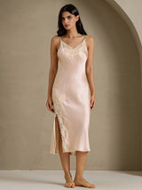 [Rose Clair] SilkSilky-FR Sleeveless V Neck Chemises de nuit 008
