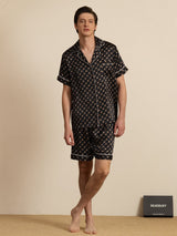 [Chaîne Noire] SilkSilky-FR Manches courtes Col Cranté Homme Pyjamas 006