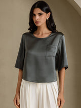 [Gris Foncé] SilkSilky-FR Half Sleeve Femme T-Shirt 003