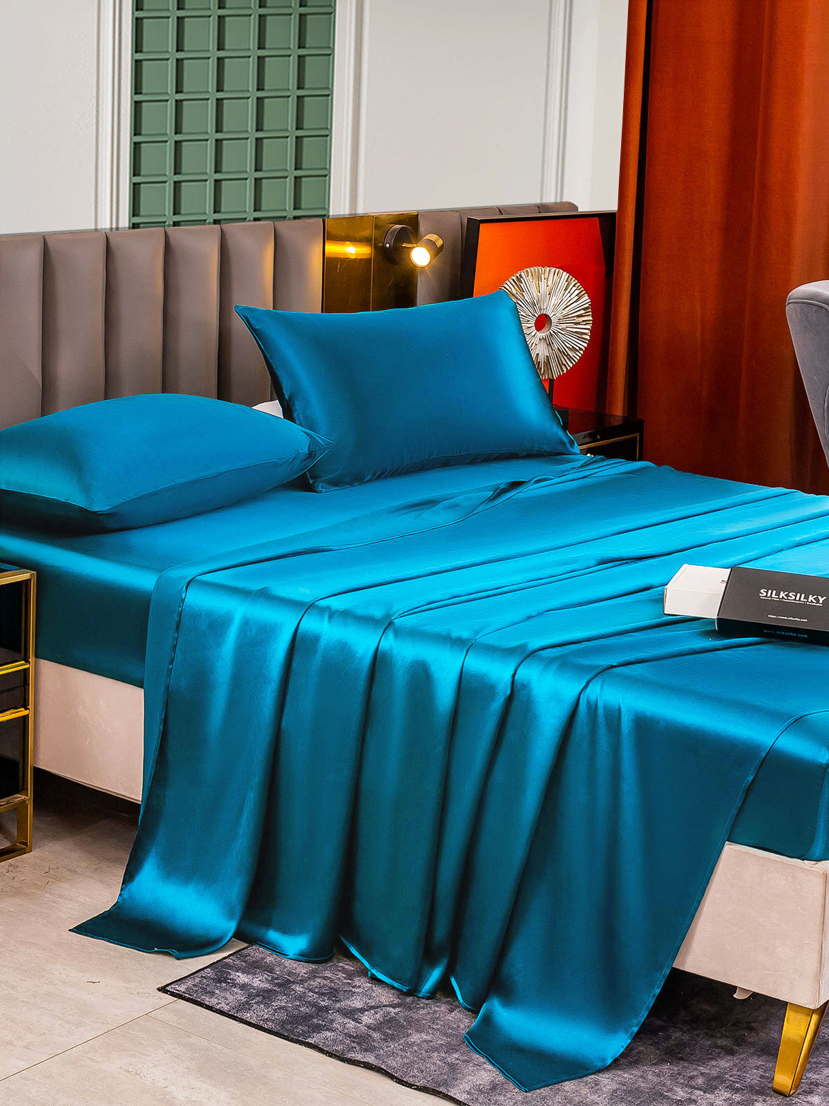 [Bleu Royal] SilkSilky-FR 25Momme Pure Soie Bedding Set 005