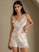 [Beige] SilkSilky-FR Sleeveless V Neck Ensemble Camisole 006