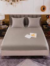 [Gris] SilkSilky-FR Parure de Lit Soie 002
