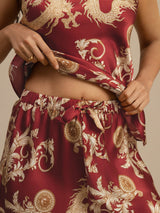 [Dragon Bordeaux] SilkSilky-FR Spaghetti Strap V Neck Ensemble Camisole 006
