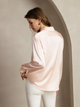 [Rose Clair] SilkSilky-FR Long Sleeve Lapel Collar Femme Chemise 002