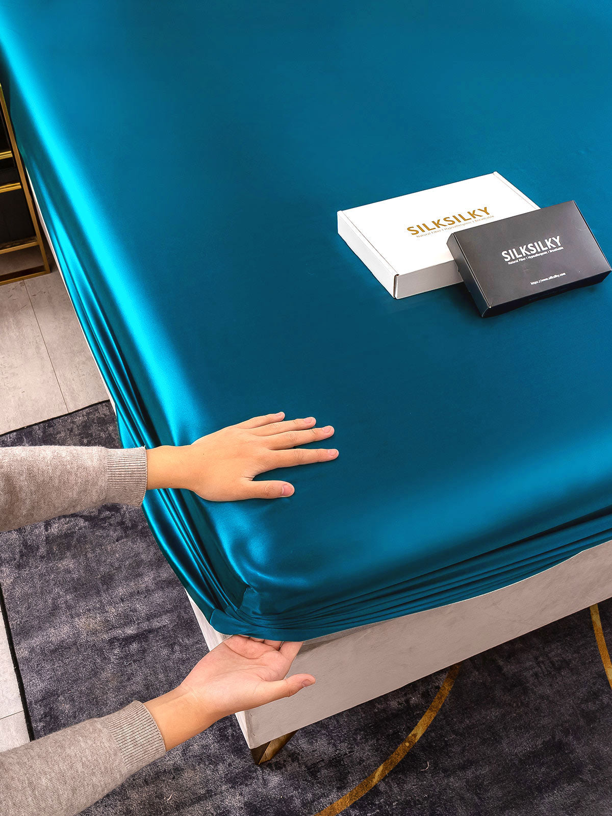 [Bleu Royal] SilkSilky-FR 19Momme Sheet 006