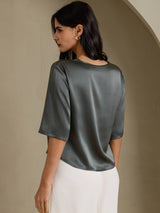 [Gris Foncé] SilkSilky-FR Half Sleeve Femme T-Shirt 002