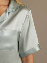 [Bleu Clair] SilkSilky-FR Pure Soie Womens Pajamas 008,