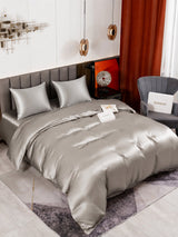[Gris] SilkSilky-FR Parure de Lit Soie 004
