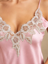 [Rose Clair] SilkSilky-FR Sleeveless V Neck Chemises de nuit 004