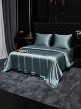 [Bleu Grisâtre] SilkSilky-FR Parure de Lit Soie 002