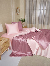 [MauvePâle+RoseClair] SilkSilky-FR Parure de Lit Soie 003