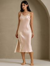 [Rose Clair] SilkSilky-FR Sleeveless V Neck Chemises de nuit 009