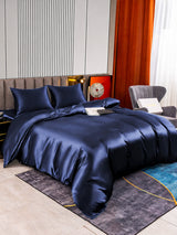 [Bleu Foncé] SilkSilky-FR Parure de Lit Soie 002