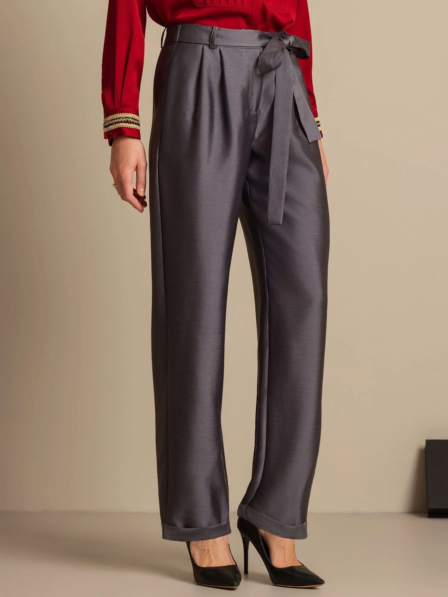 [Gris] SilkSilky-FR 32Momme Soie Womens Pants 003,