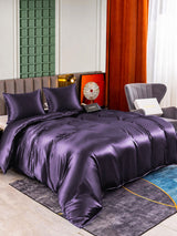 [Violet Foncé] SilkSilky-FR Parure de Lit Soie 001