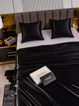 [Noir] SilkSilky-FR Parure de Lit Soie 005