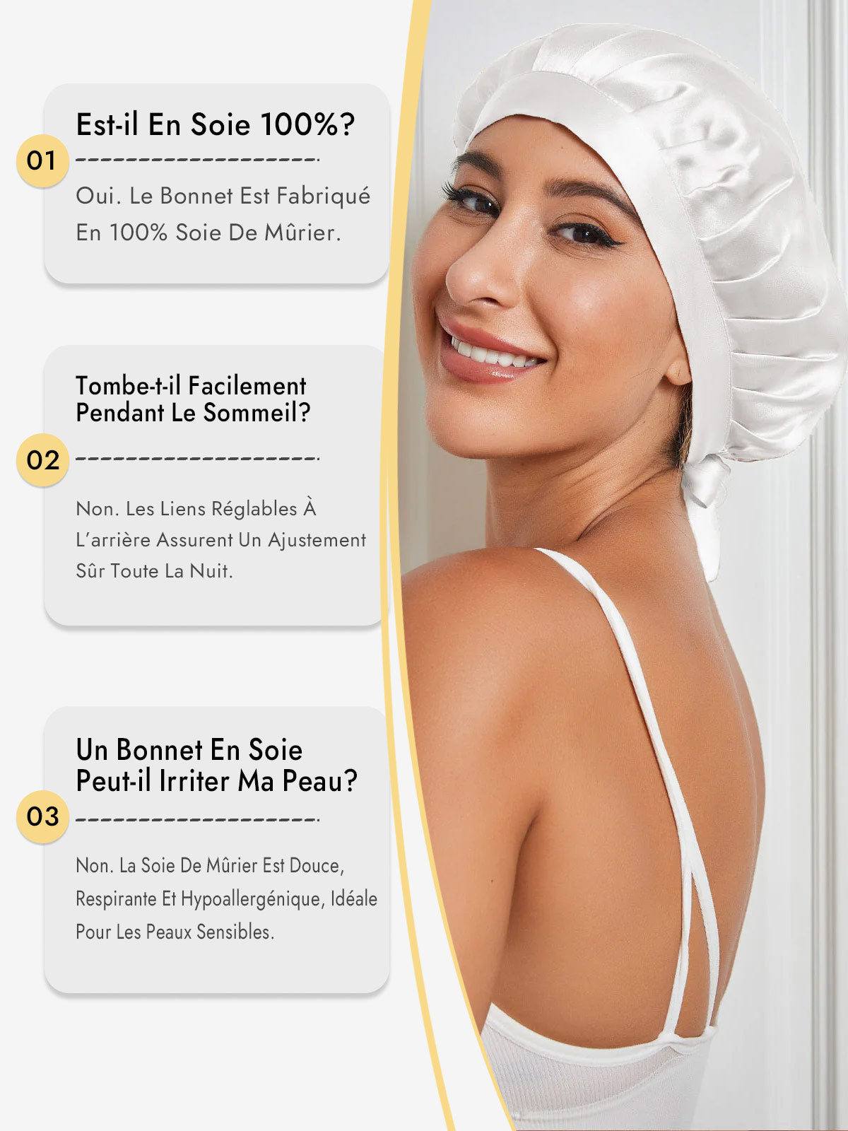[Blanc] SilkSilky-FR Bonnets de Nuit 005