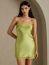 [Vert Menthe] SilkSilky-FR Sleeveless Sweetheart Neck Chemises de nuit 008