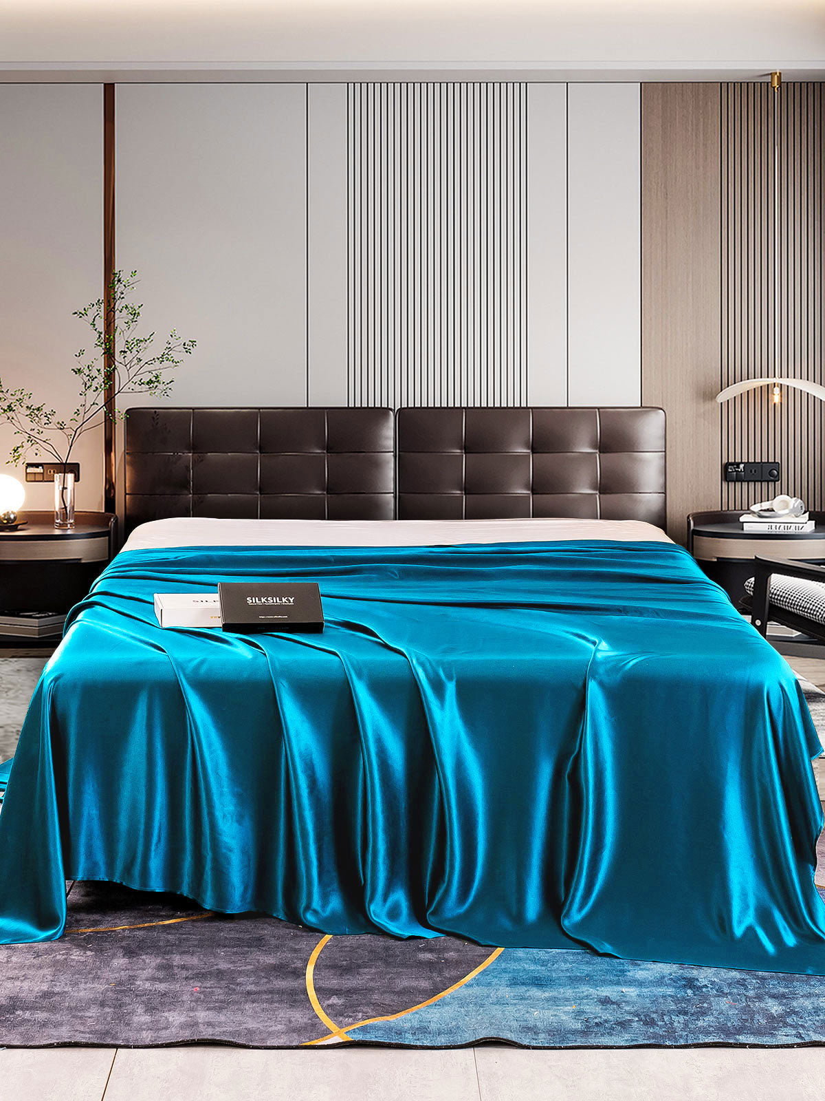[Bleu Royal] SilkSilky-FR 22Momme Pure Soie Sheet 001