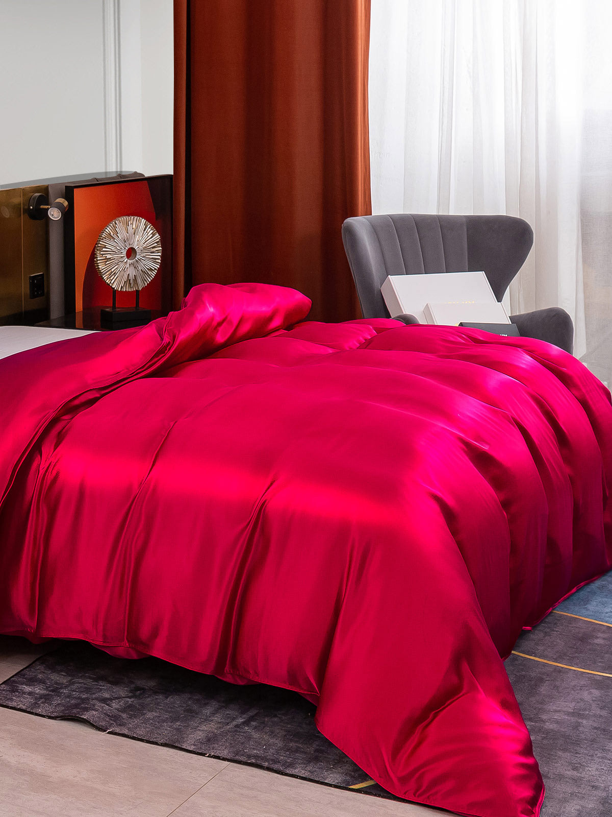 SilkSilky-FR 25Momme Pure Soie Duvet Cover RougeVineux 001