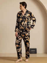 [Dragon Noir] SilkSilky-FR Long Sleeve Lapel Collar Homme Pyjamas 006