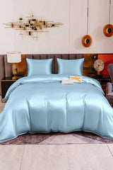 [Bleu Clair] SilkSilky-FR Parure de Lit Soie 002