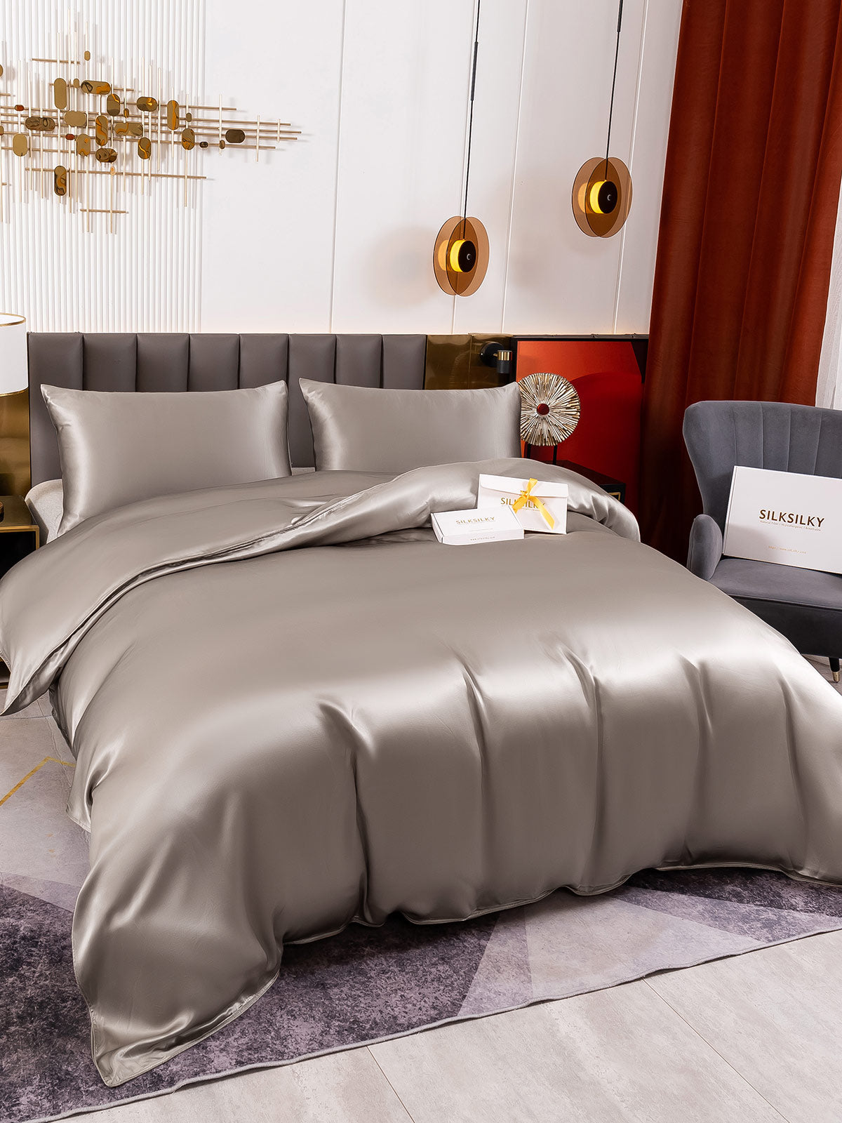 [Gris] SilkSilky-FR 19Momme Bedding Set 003