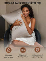 [Gris] SilkSilky-FR 30Momme Taies d'Oreiller 005