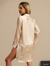 [Champagne] SilkSilky-FR 19Momme Manches longues Col Cranté Chemise pour dormir 002