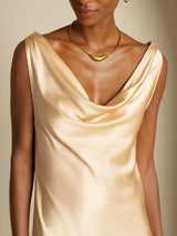 [Champagne] SilkSilky-FR Sleeveless Cowl Neck Robes 003