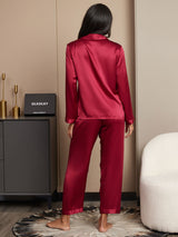 [Rouge Vineux] SilkSilky-FR Long Sleeve Lapel Collar Femme Pyjamas 002