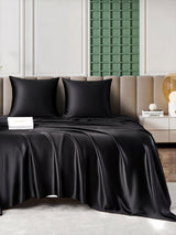 [Noir] SilkSilky-FR Parure de Lit Soie 001