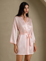 [Rose Clair] SilkSilky-FR 3/4 Sleeve Femme Peignoir 003
