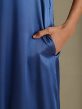 [Bleu Canard Véritable] SilkSilky-FR Short Sleeve Crew Neck Robes 005