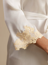 [Blanc] SilkSilky-FR 3/4 Sleeve Femme Peignoir 006