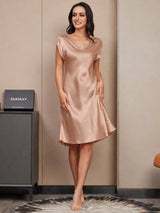 [Toscane] SilkSilky-FR Cap Sleeve V Neck Chemises de nuit 001