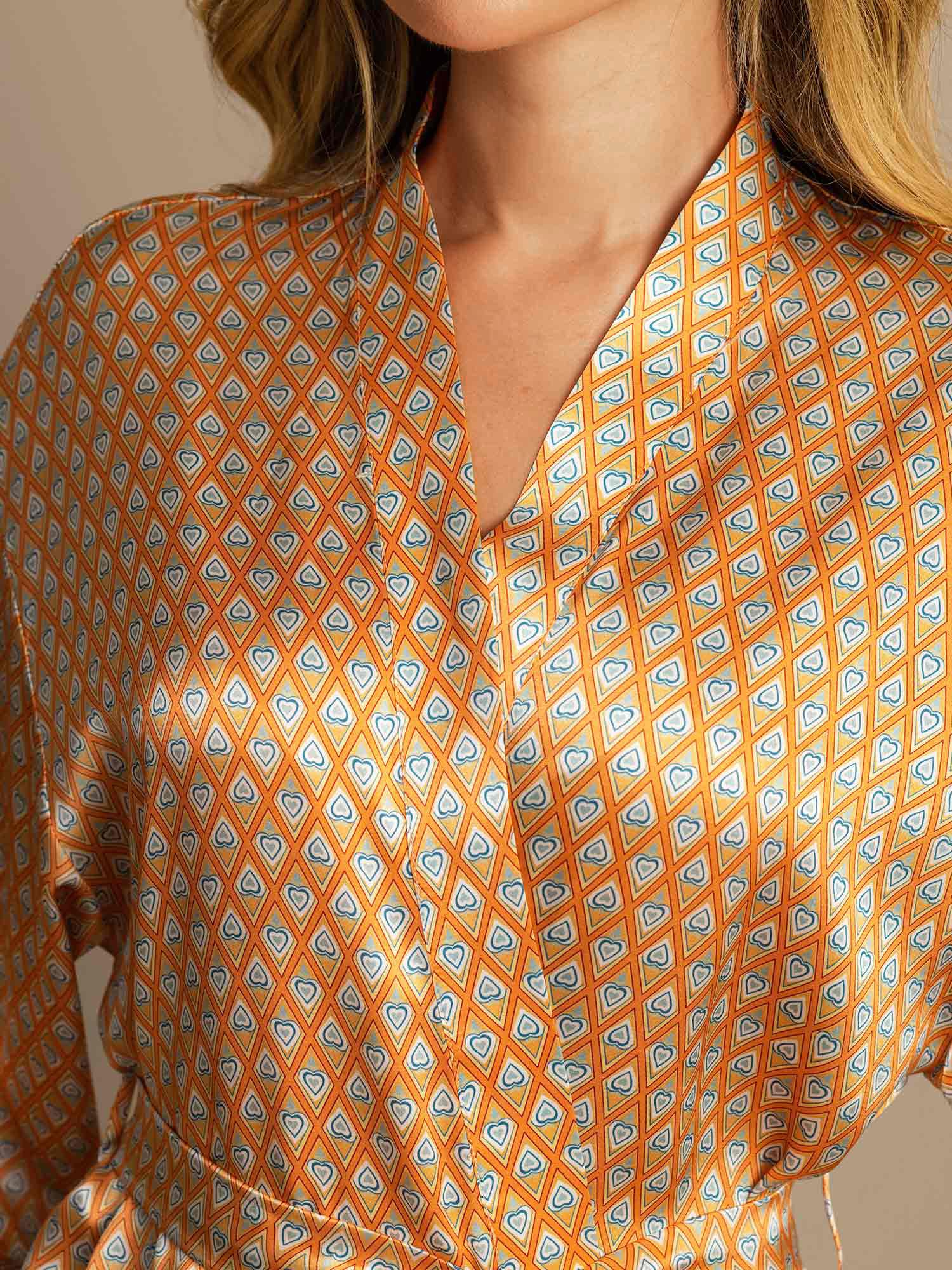 [Floral] SilkSilky-FR Pure Soie Womens Robe 008,