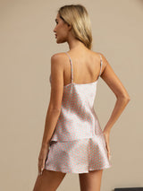 [Rose Cœur Geo] SilkSilky-FR Sleeveless V Neck Ensemble Camisole 002