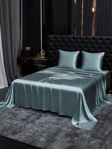 [Bleu Grisâtre] SilkSilky-FR Parure de Lit Soie 002
