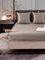 [Gris] SilkSilky-FR Parure de Lit Soie 006