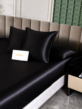 [Noir] SilkSilky-FR Parure de Lit Soie 006