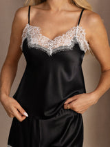[Noir] SilkSilky-FR Sleeveless V Neck Ensemble Camisole 004