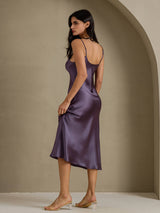 [Gris Pourpre] SilkSilky-FR Sleeveless V Neck Robes 002