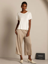 [Blanc] SilkSilky-FR Manches courtes Col Rond Femme T-Shirt 006